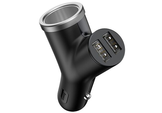 Автомобильное ЗУ Baseus Y type dual USB  Cigarette Car Charger CCALL-YX01 (Black/Черный) : отзывы и обзоры - 3