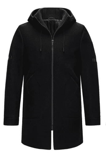 Мужское пальто SunshineJob Men's Wool Blend Business Casual Hooded Coat (Black/Черный) 