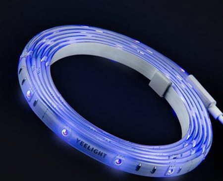 Синяя подсветка Xiaomi Yeelight LED Light Strips Пример синей подсветки ленты Xiaomi Yeelight LED Light Strips