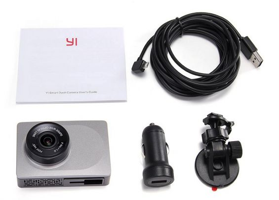 Комплектация видеорегистратора Xiaomi Yi 1080P Car WiFi DVR Комплект поставки видеорегистратора Xiaomi Yi 1080P Car WiFi DVR